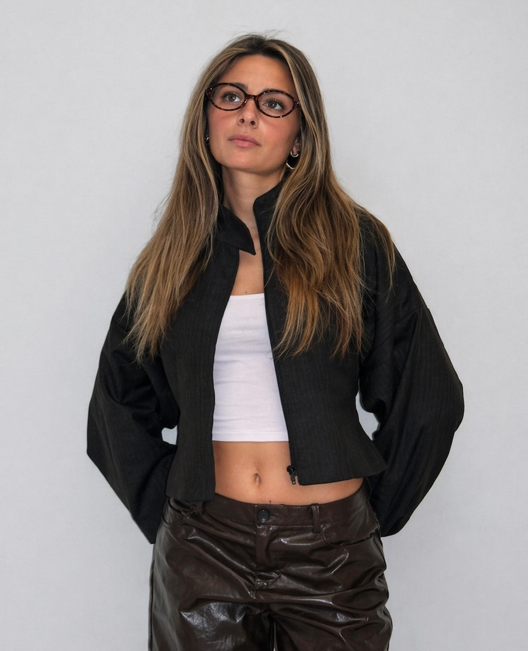 BROWN CASHMERE BOMBER JACKET