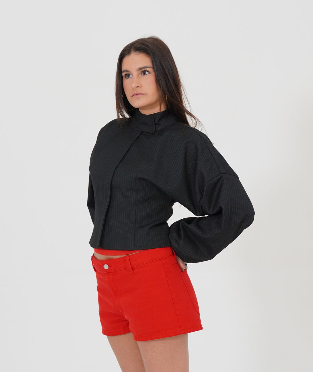 BLACK CASHMERE BOMBER JACKET
