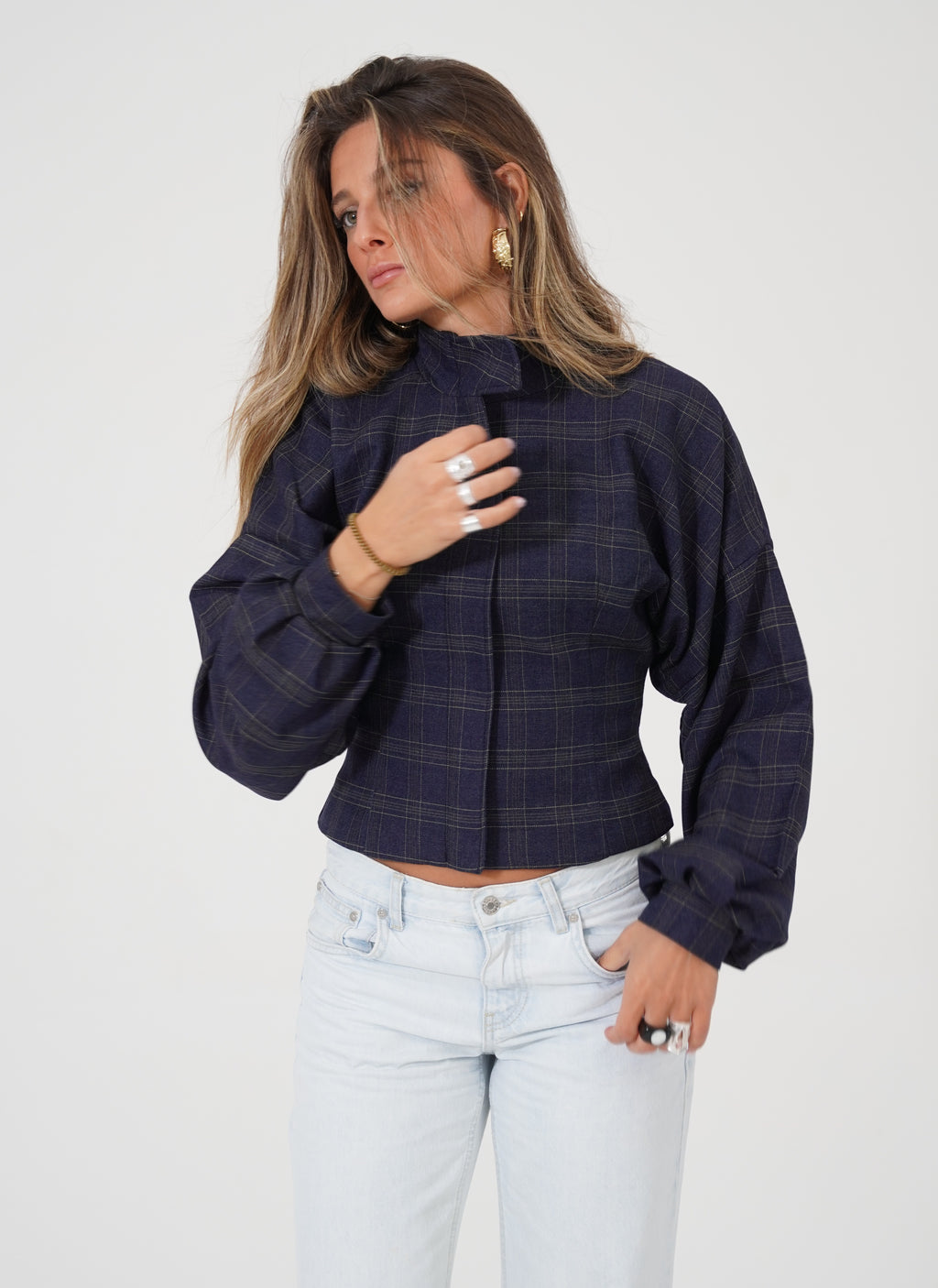 NAVY CASHMERE BOMBER JACKET