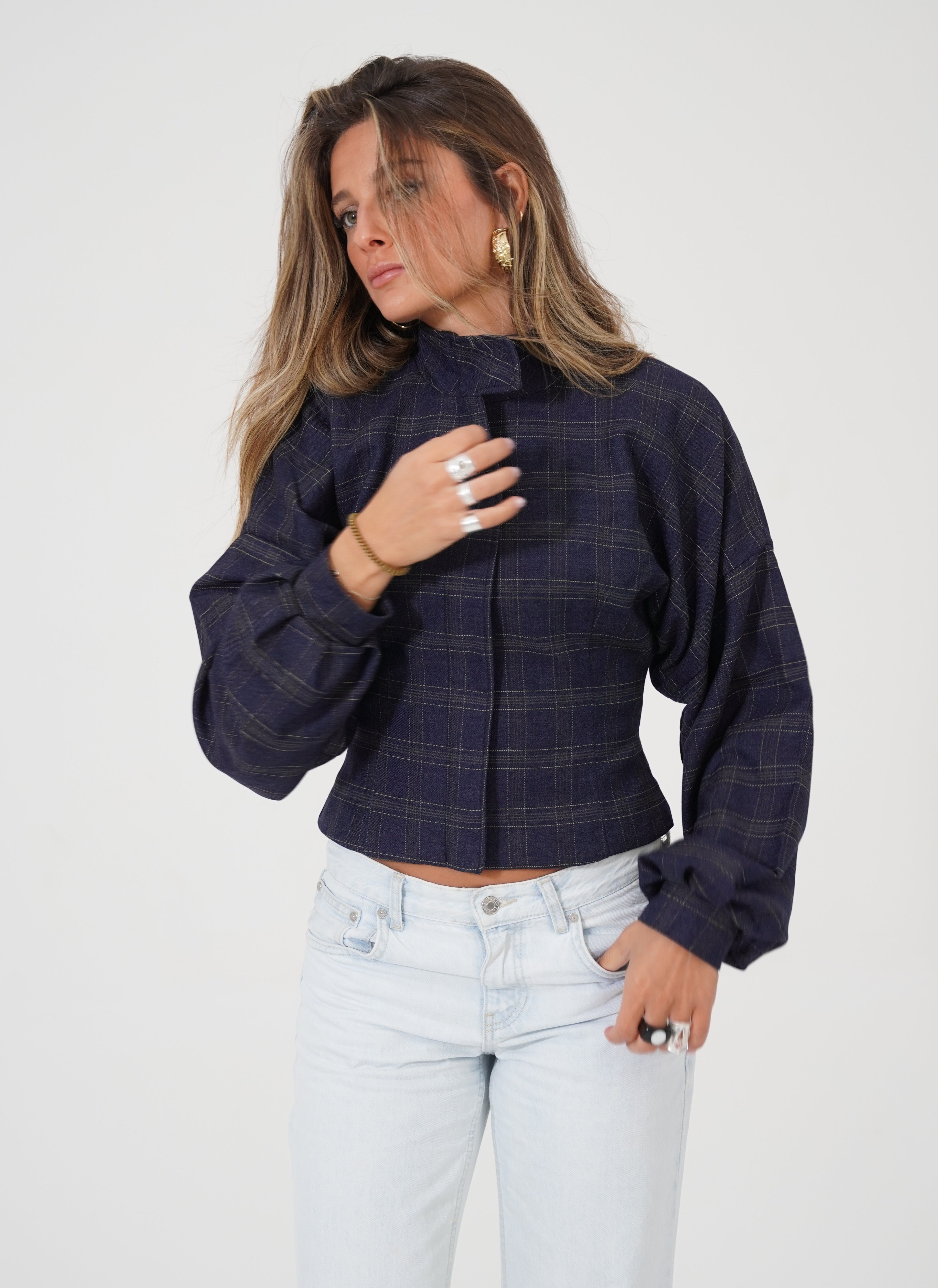 NAVY CASHMERE BOMBER JACKET