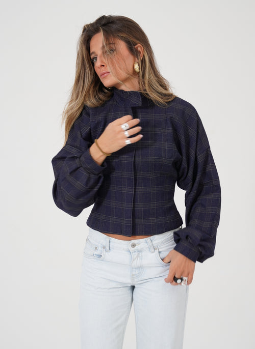 NAVY CASHMERE BOMBER JACKET