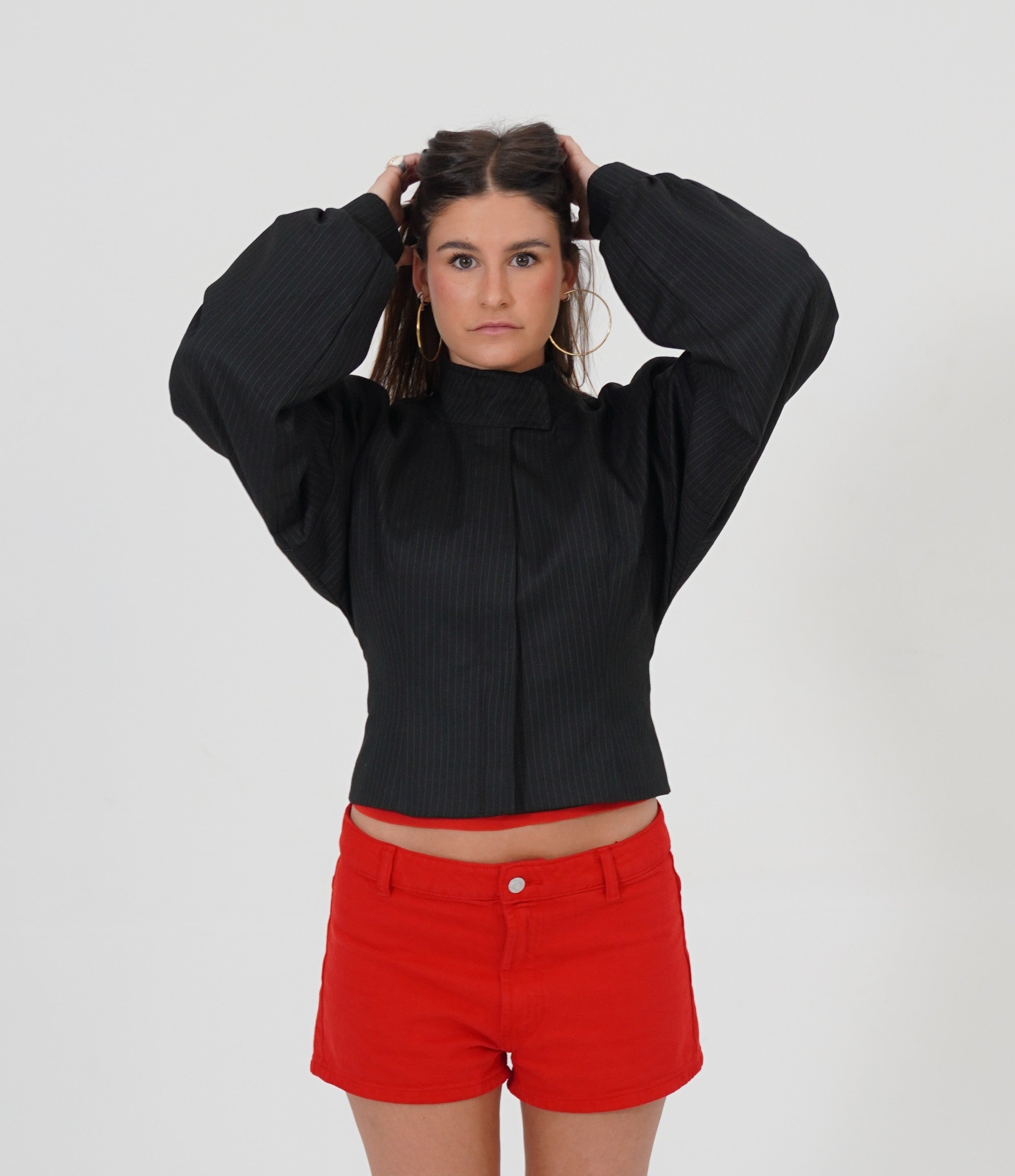BLACK CASHMERE BOMBER JACKET