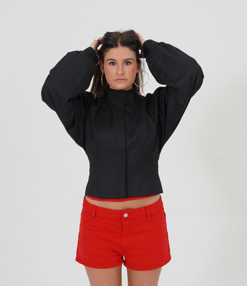 BLACK CASHMERE BOMBER JACKET