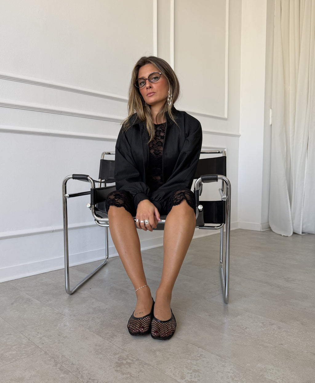 BLACK CASHMERE BOMBER JACKET