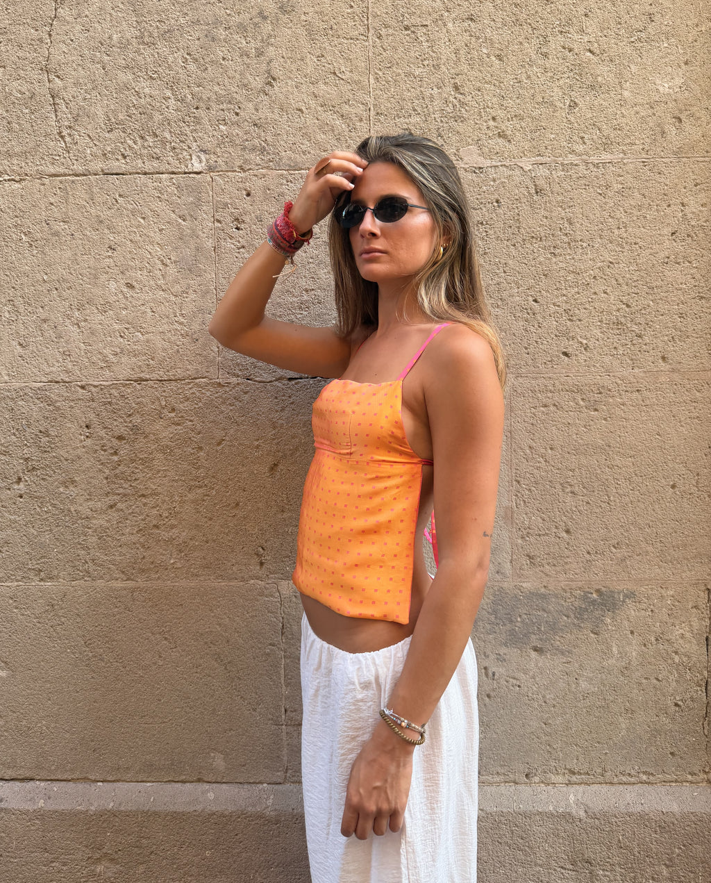 SUNSET SILK TOP + SCRUNCHIE
