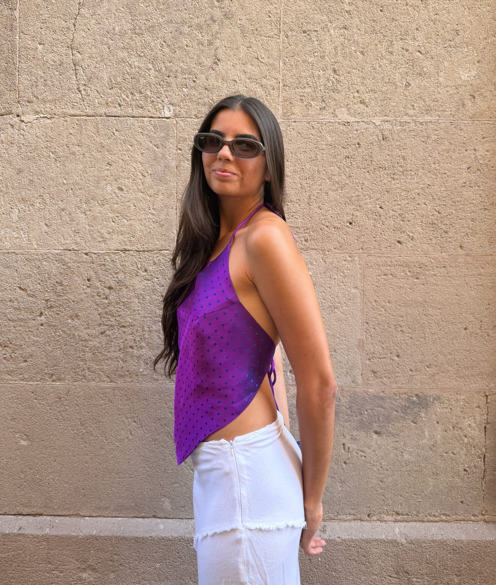 MIDNIGHT SILK TOP + SCRUNCHIE