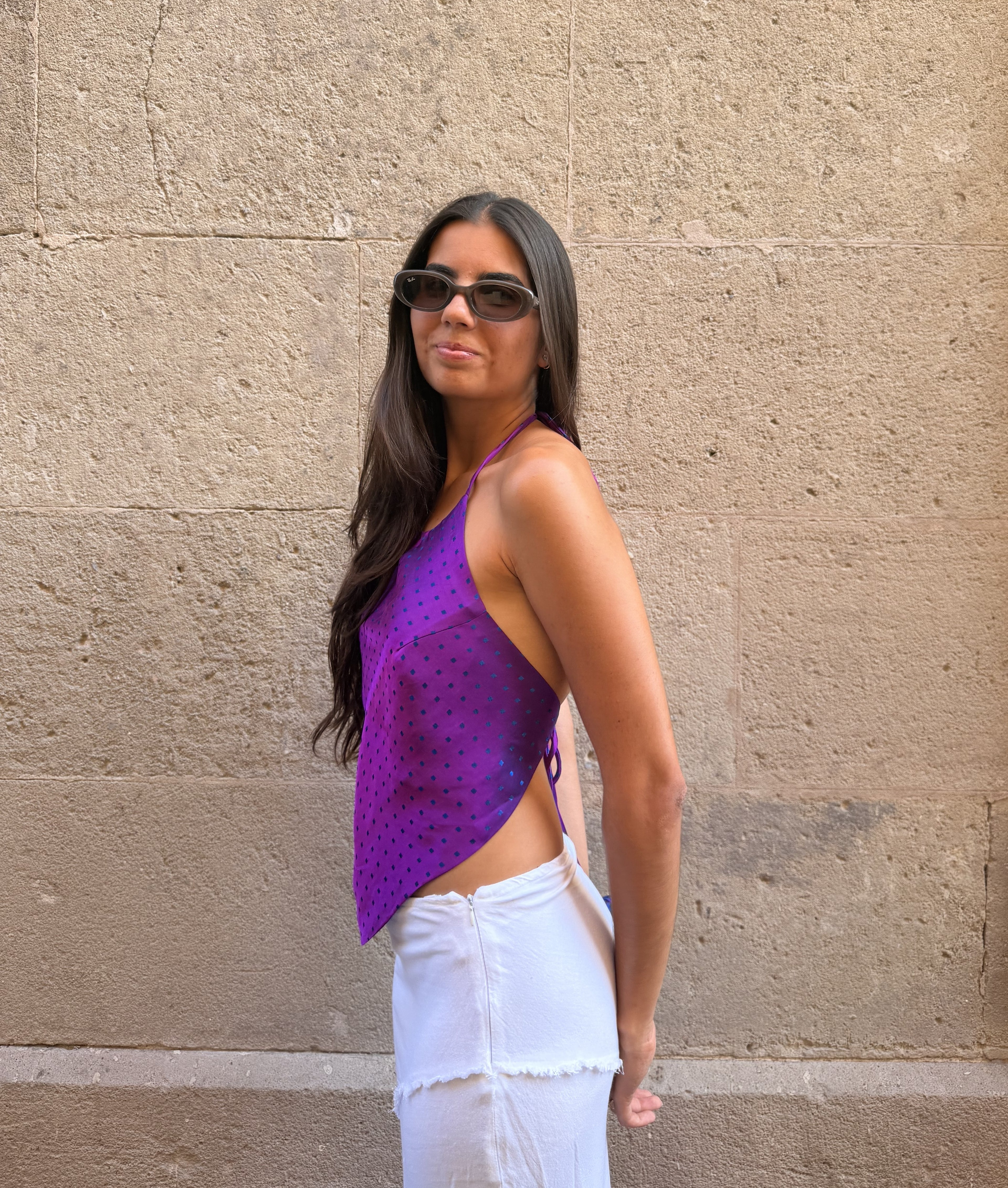 MIDNIGHT SILK TOP + SCRUNCHIE
