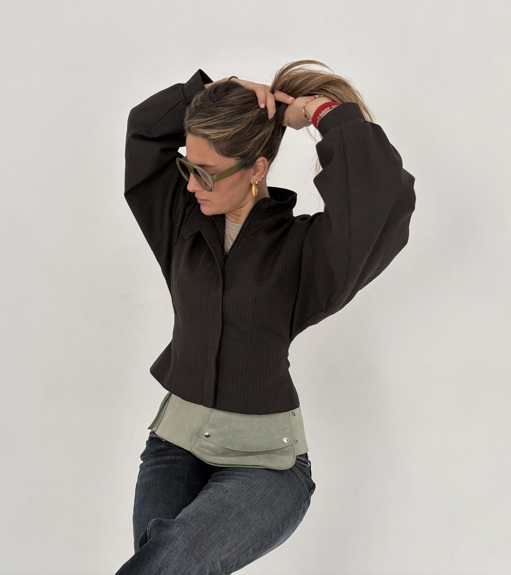 BROWN CASHMERE BOMBER JACKET