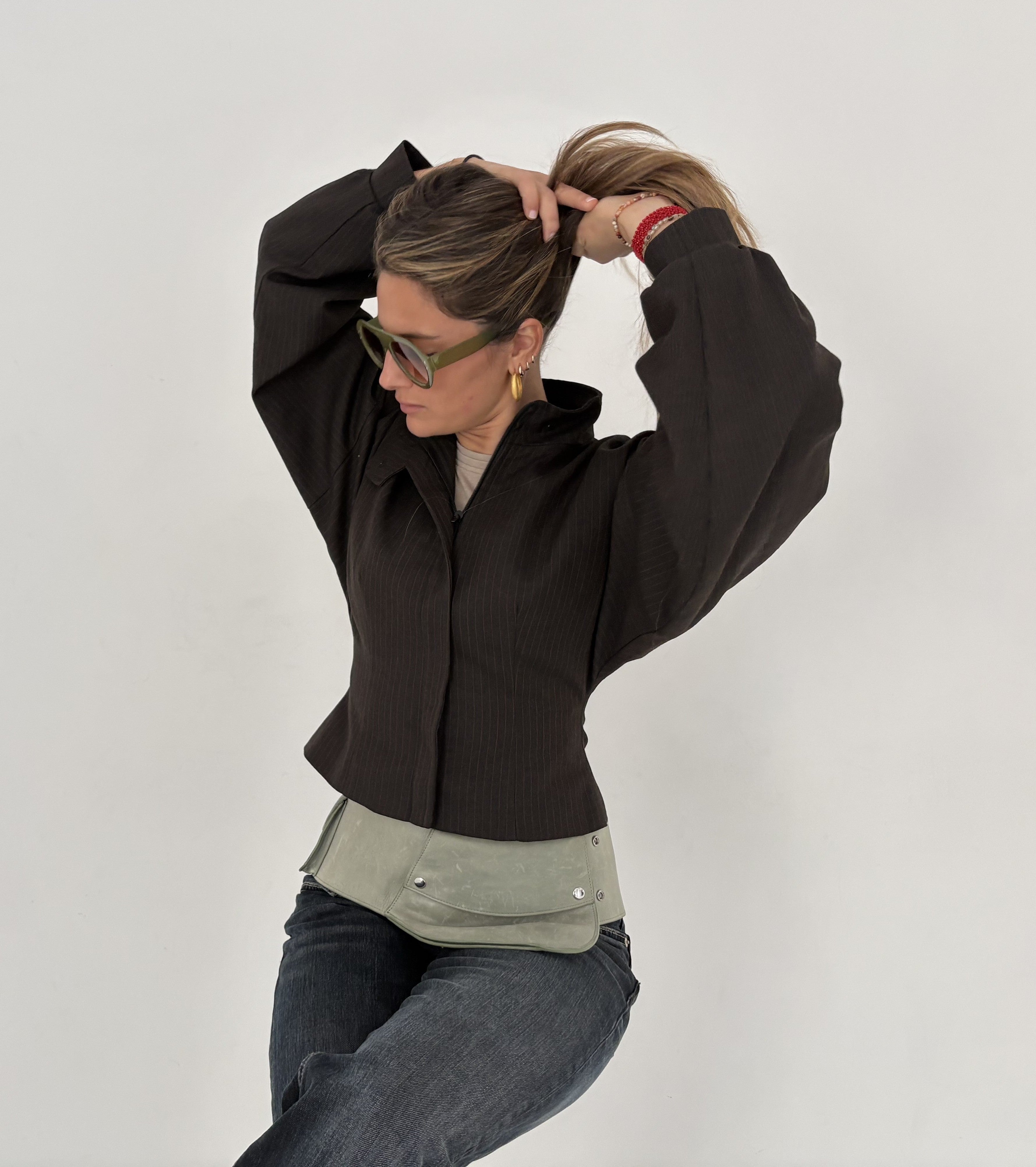 BROWN CASHMERE BOMBER JACKET