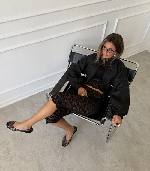 BLACK CASHMERE BOMBER JACKET